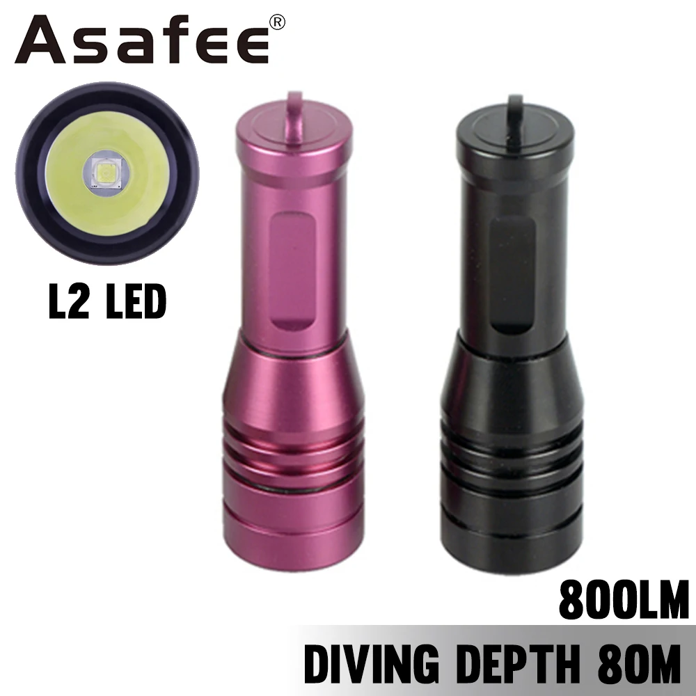 

Asafee DM008 80M Underwater L2 LED 800LM Diving Flashlight IPX8 Waterproof Scuba Torch Rotary Switch 1Mode Lantern 14500 Battery