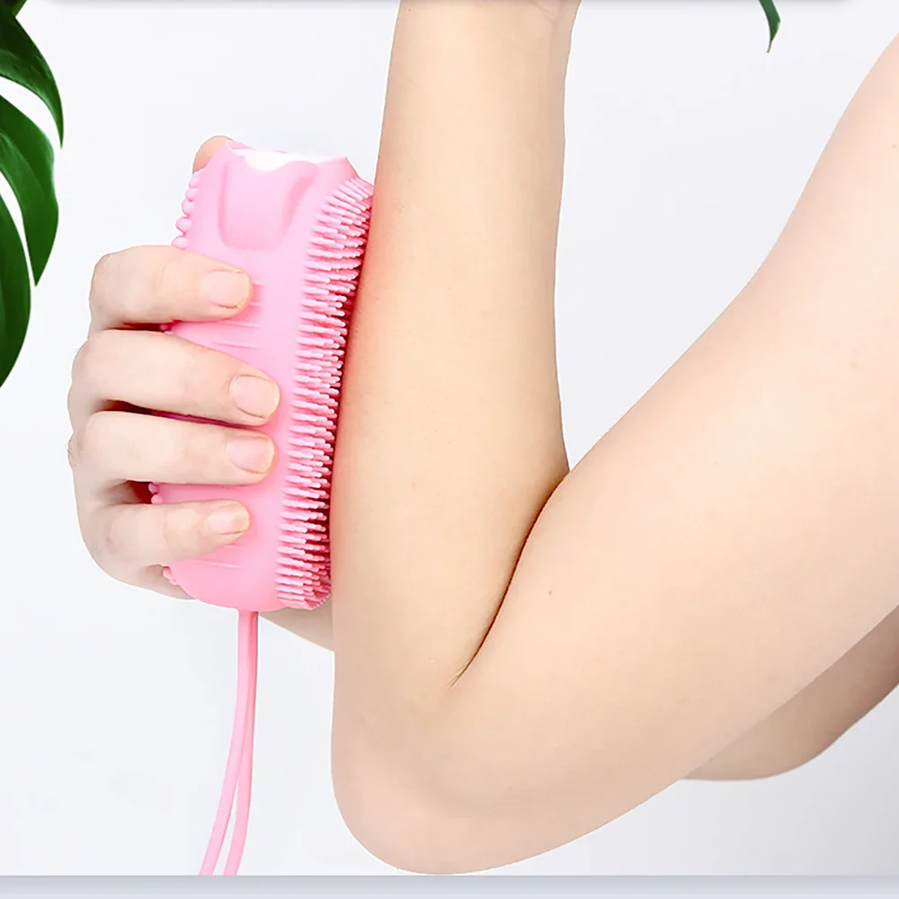 

Silicone Bath Body Brush Double-Sided Soft Deep Cleaning Bubble Bath Sponge Fast Foaming Bear Full Body Spa Baby Shower Brush