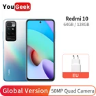 Новый Смартфон Xiaomi Redmi 10, телефон, 64 ГБ128 ГБ, Процессор MTK Helio G88, камера 50 МП, 90 Гц, экран 6,5 дюйма, аккумулятор 5000 мАч, быстрая зарядка 18 Вт