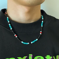 boho seed beads chain short choker necklace for men trendy colorful small beaded chain necklace on the neck 2022 fashion jewelry