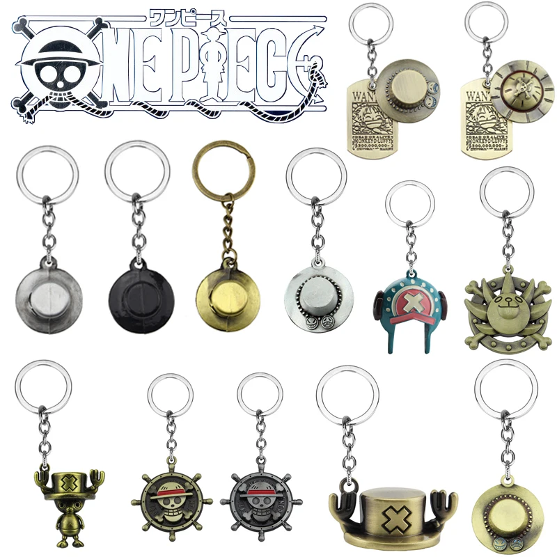 

Classic Metal Keychain Anime One Piece Ace Luffy Hat Anchor Pendant Car Keyring for Men Women Kid Gift Jewelry Couple Key Ring