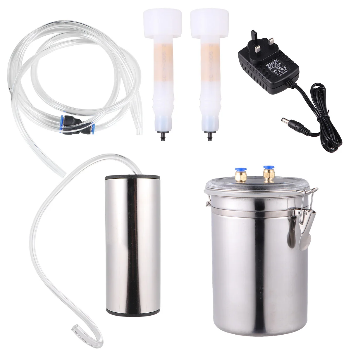 

2L Electric Milking Machine Goat Sheep Stainless Steel Bucket Suction Vacuum Pump Household Milker Milking Machines (UK Plug)