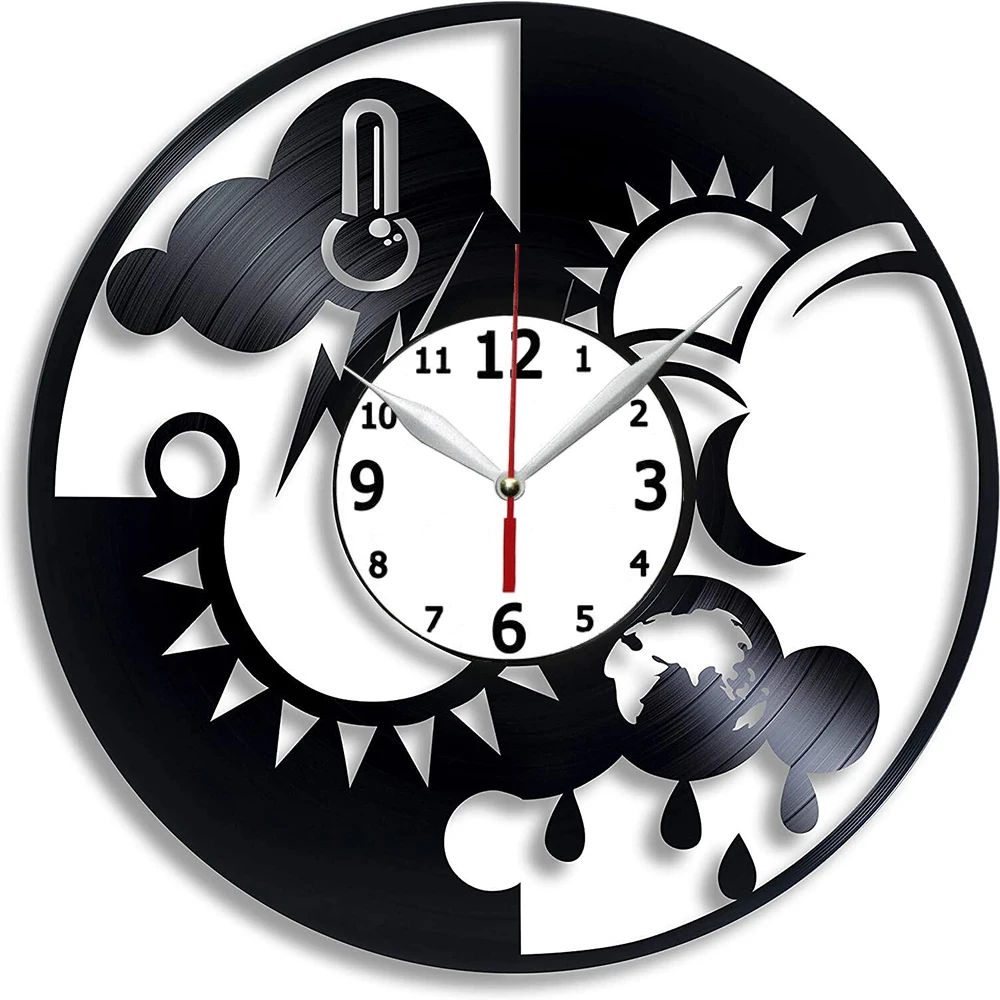 

Настенные часы ручной работы с виниловой пластиной, 12 дюймов, метеорологические часы, научное искусство, Метеорологический подарок для люб...