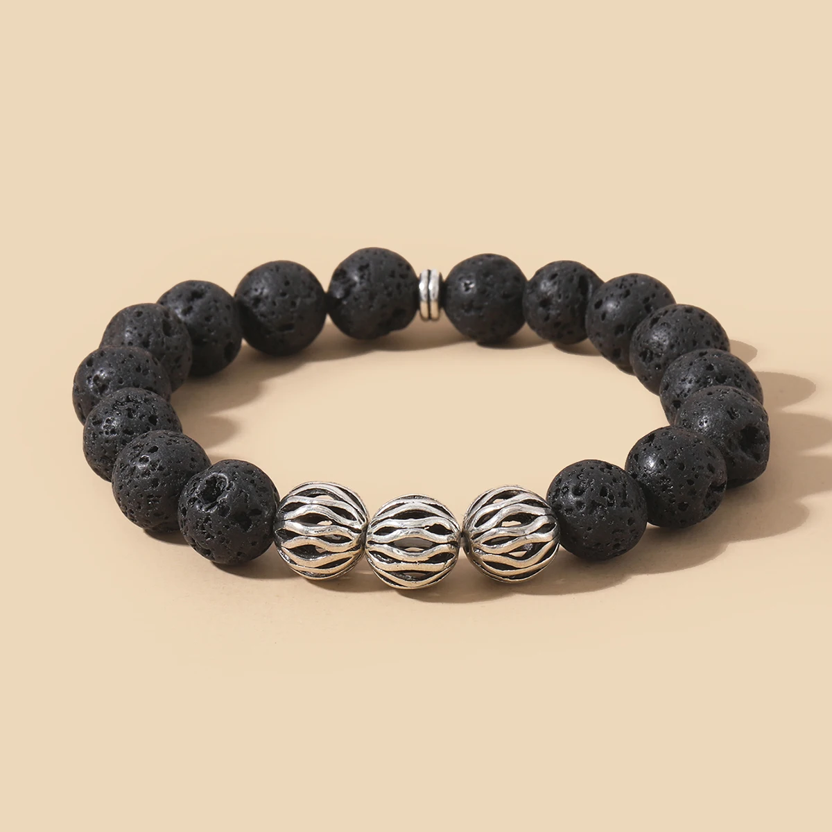 

Rttooas 10MM Volcanic Lava Stone Bead Bracelet for Men Women Tibetan Buddha Wrist Chain Bracelets Elastic Rope Jewelry Pulseira