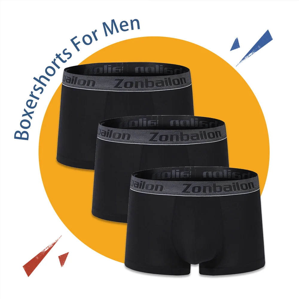 Men High Quality Bamboo Fiber Comfortable Boxer Shorts Soft Traceless Male Boxershorts Solid Color 3PCS