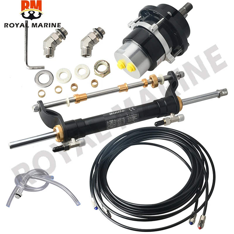 Boat Outboard Hydraulic Steering Kit Marine Steering System With Cylinder Helm Pump  for engines till 90HP 20 Feet Hoses