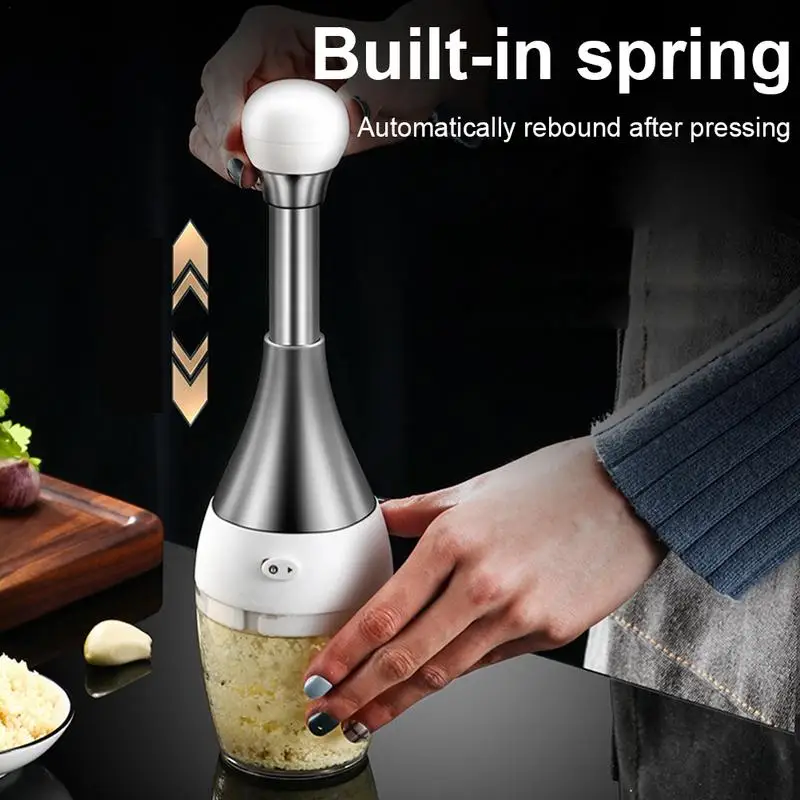 

Bowling Shape Garlic Chopper Stainless Steel Food Processor Quick Powerful Vegetable Shredder Dicer For Meat Fruits Herbs Onions