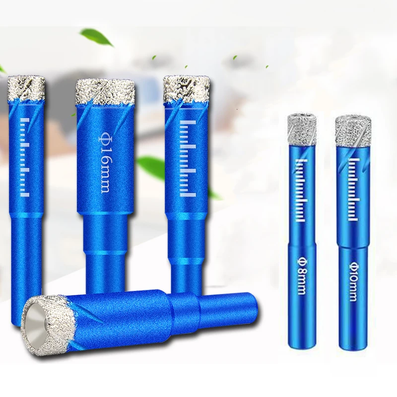 

Набор сверл с алмазным покрытием, прочные насадки для сухого сверления стекла, мрамора, гранита, кварца, фарфора, керамики