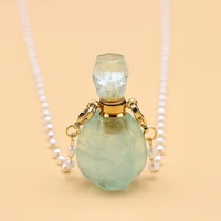 natural stone perfume bottle pendant necklace reiki heal fluorite crystal for women fashion necklace jewelry gifts
