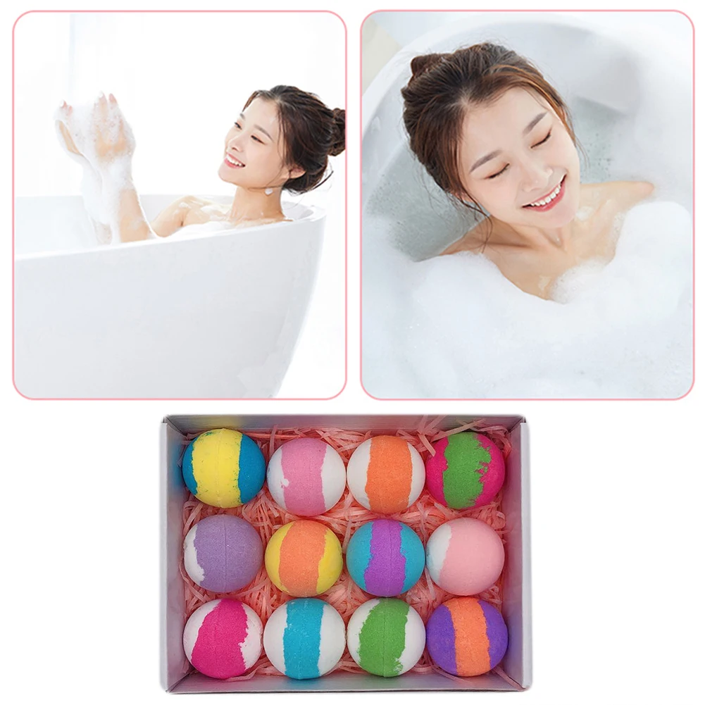 

12pcs Natural Organic Bubble Bath Bombs Ball Essential Oil Bath Salt Balls Body Relaxation Skin Whitening Shower Bombs