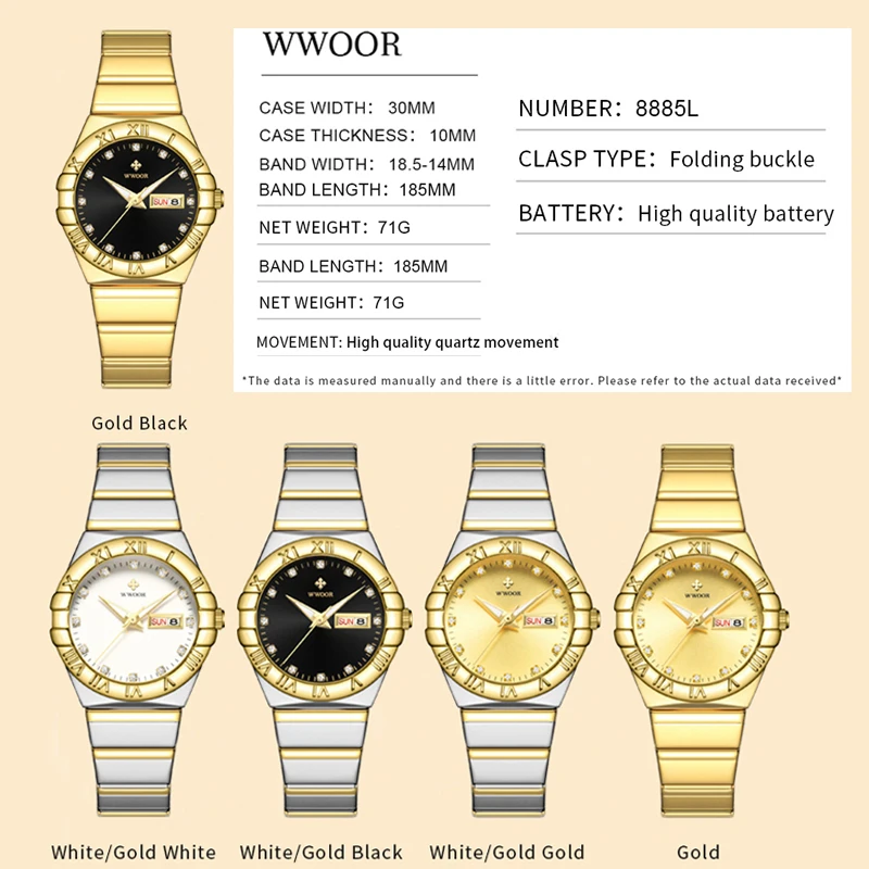 WWOOR Elegant Women Watch Fashion Luxury Ladies Dress Bracelet Wristwatch Stainless Strap Quartz Watches For Women Montre Femme