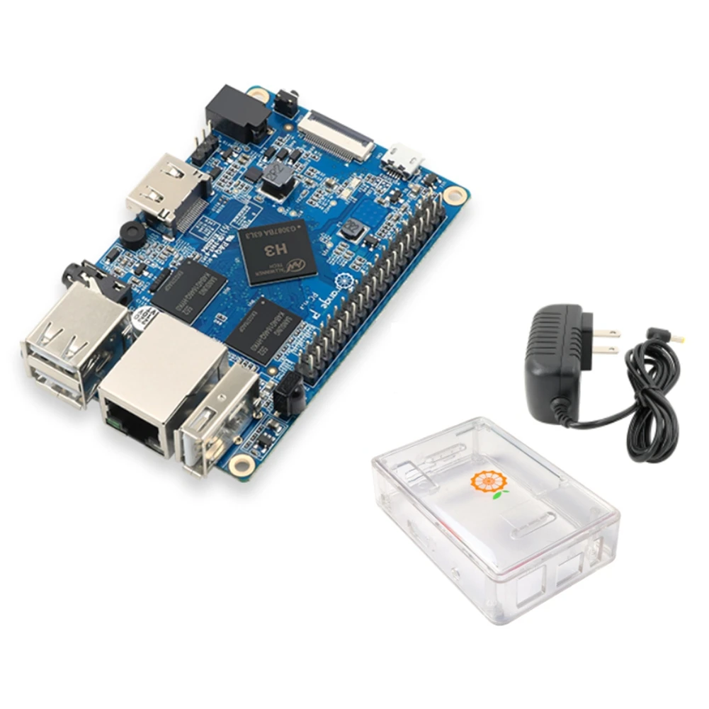 

For Orange Pi PC H3 Board 1GB DDR3+Transparent Case+5V 3A Charger Cortex-A7 Quad Core Run Android 4.4/Ubuntu US Plug