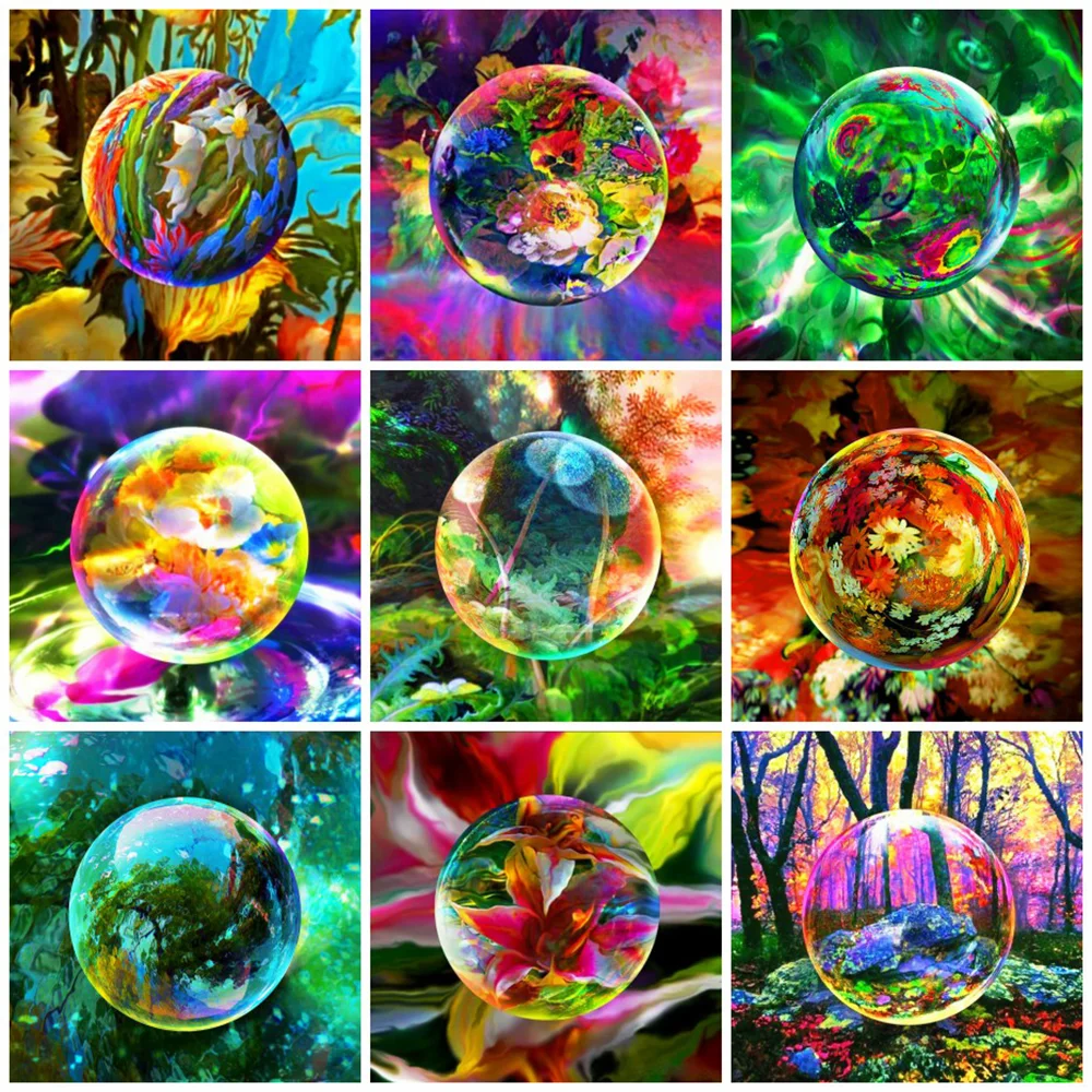 

HUACAN полная квадратная круглая алмазная живопись пейзаж шар 5D Сделай Сам Вышивка цветок искусственный подарок ручной работы