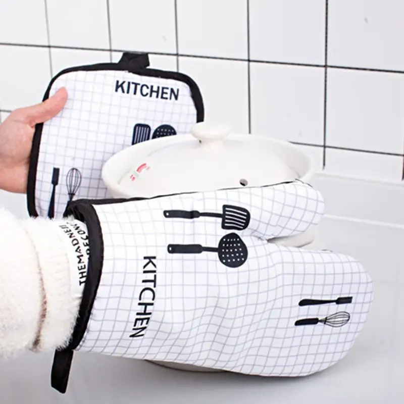 

Microwave Oven Glove Kitchen Tool Mitten Insulated Heatproof Breathable Non-slip Baking Gloves For Baker Cook Men Women