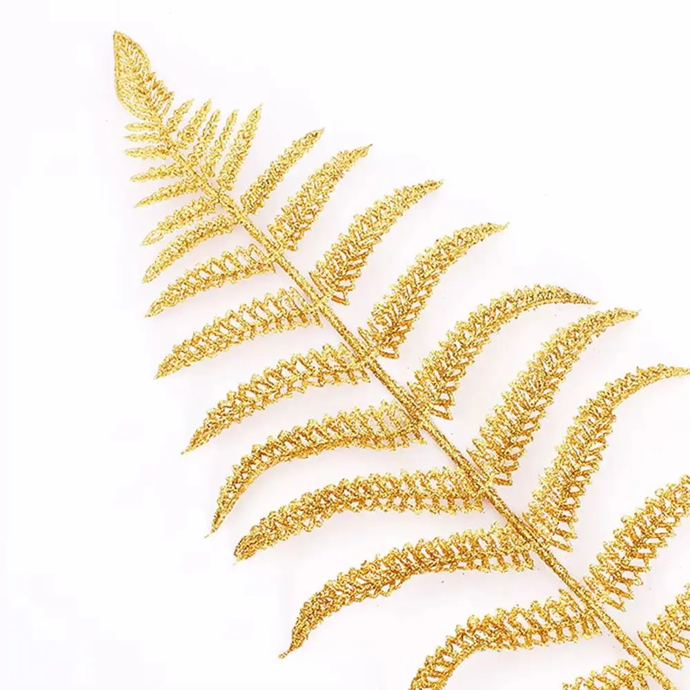 Рождественские 20 шт. блестящие искусственные растения папоротник оставьте ветку