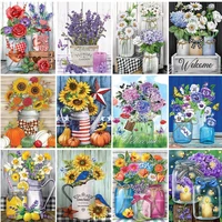 ruopoty coloring by number flower in vase for adults diy frame picture by numbers rose flowers on canvas home decoration