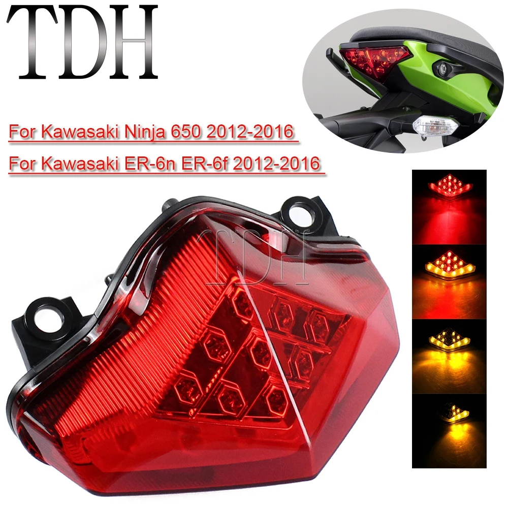 

Для kawasaki Ninja 650 2012-2016 Красный светодиодный задний фонарь, Встроенный сигнал поворота, стоп-сигнал, задний фонарь для Kawasaki ER-6N 2012-16