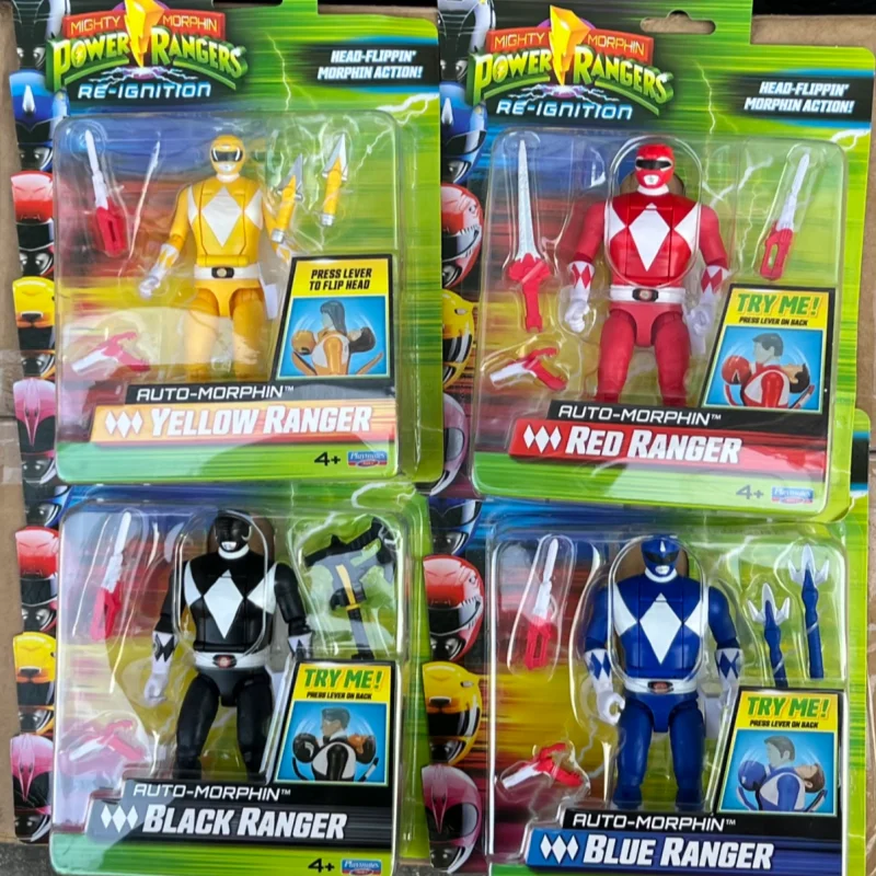 Фото Игровые фигурки Power Rangers Auto Morphin: красные, черные, синие, зеленые, розовые рейнджеры, Рита Репулса для детей и коллекционеров №1