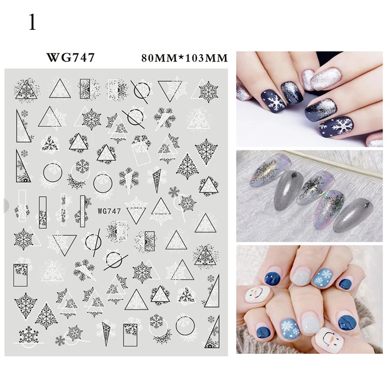 

New Christmas Design Stickers for Nails Snow Nail Stickers for Manicure Nail Art Sliders Press on Nails Decorations