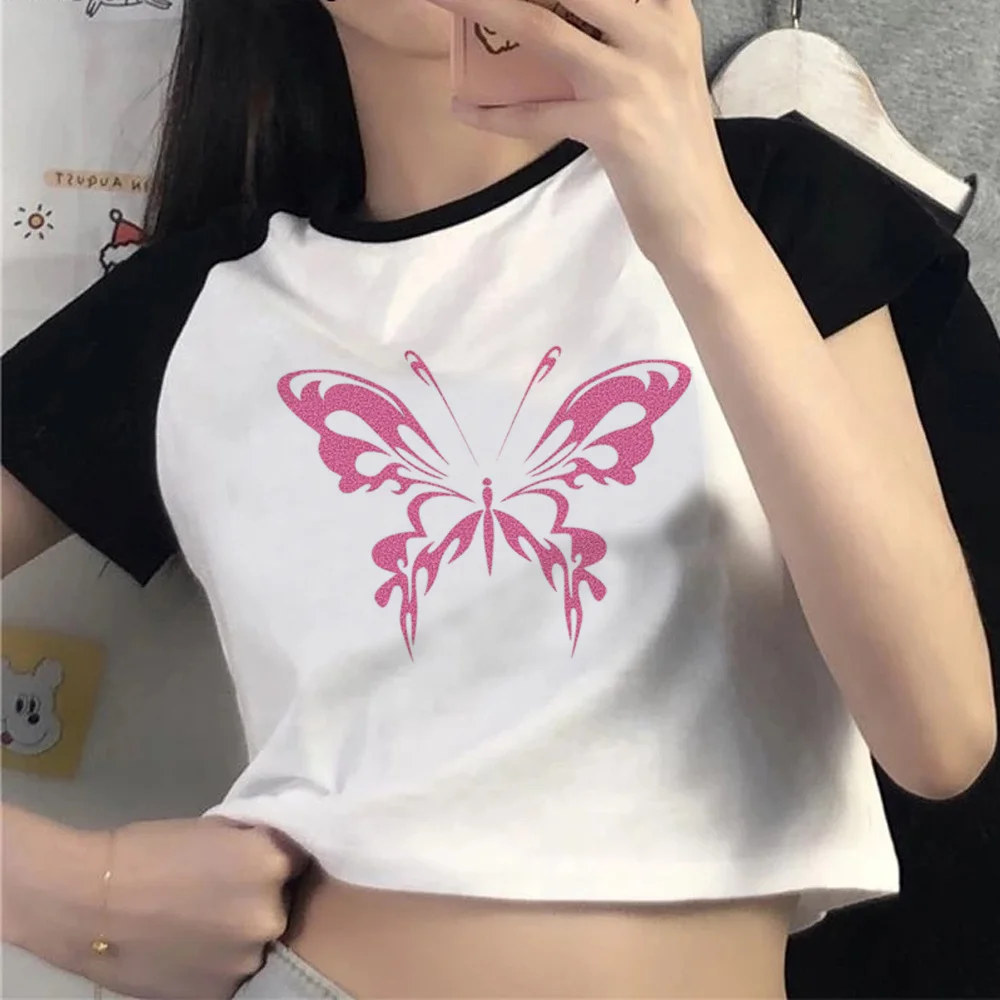 

Butterfly 90s aesthetic fairy grunge trashy korean fashion crop top girl yk2 trashy kawai fairycore cropped clothes