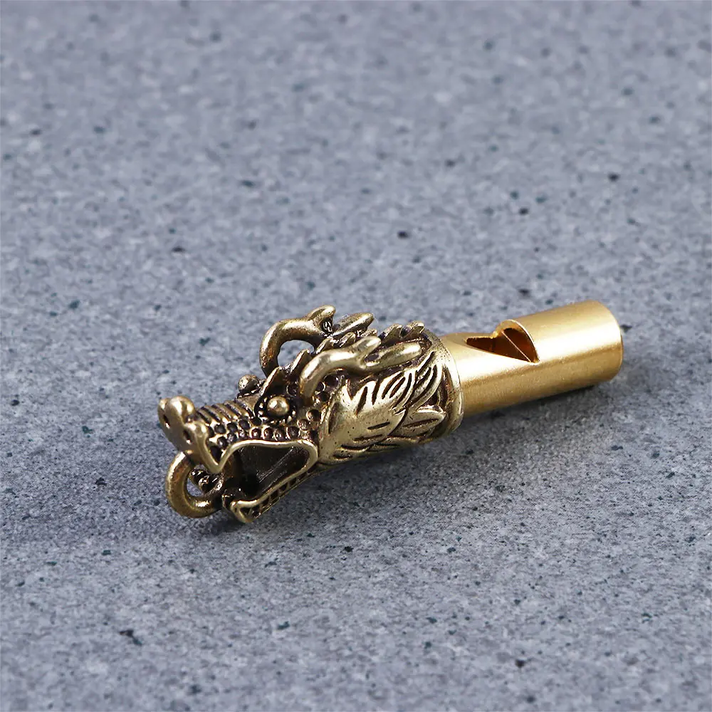 

Handmade Brass Dragon Head Whistle Car Keys Chains Pendants Men Women Outdoor Survival Tools Whistles Necklaces Keychains Charm