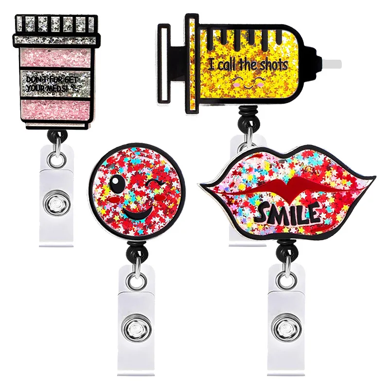 

Nurse Retractable Badge Reel Bling Rhinestone ID Card Holder with Alligator Clip for School Nurse Doctor Graduation Present