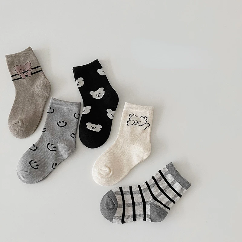 

5 Pairs Soft Cotton Children Socks Cute Cartoon Print Kids Socks Newborn Toddler Baby Socks Casual Girls Boys Socks
