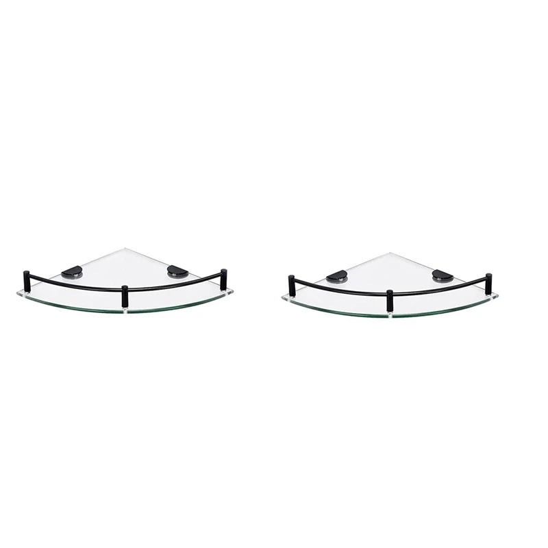 

2X Bathroom Shelves, Bathroom Glass Corner Shelf Wall Mounted ,Tempered Glass Shelf For Storing Shower Gel/Soap-A