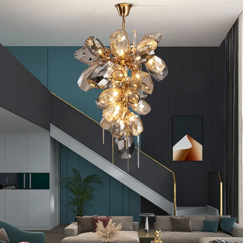 

Pendant Lamp Led Art Chandelier Light Modern Amber Glass Living Dining Room Home Decor Kitchen Bar Luxury Hanging Luminaire