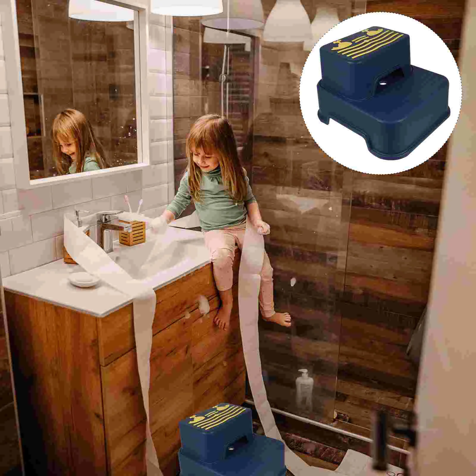 

Kids Step Stool Plastic Step Stool 2-tier Children Step Stool for Washbasin