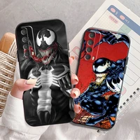marvel venom phone case for huawei y7s y9a y6 2019 y7p 2020 y8s y7 2019 y9 2019 liquid silicon black soft carcasa