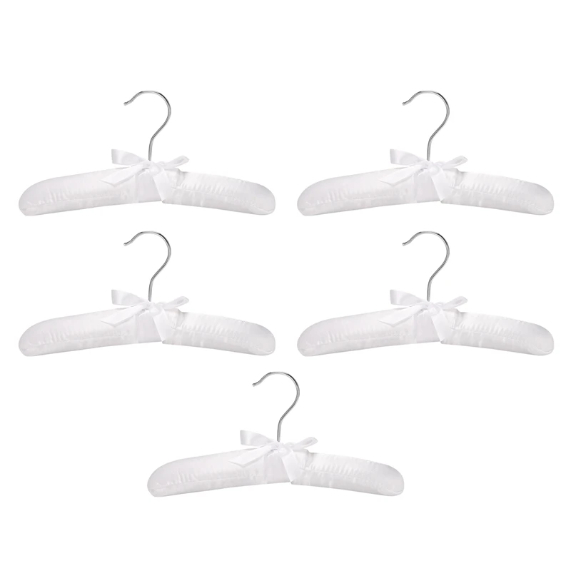 

5Pcs Luxury Satin-Padded Children's Clothes Kids' Cloth Hook Hanger Wardrobe Organiser--White