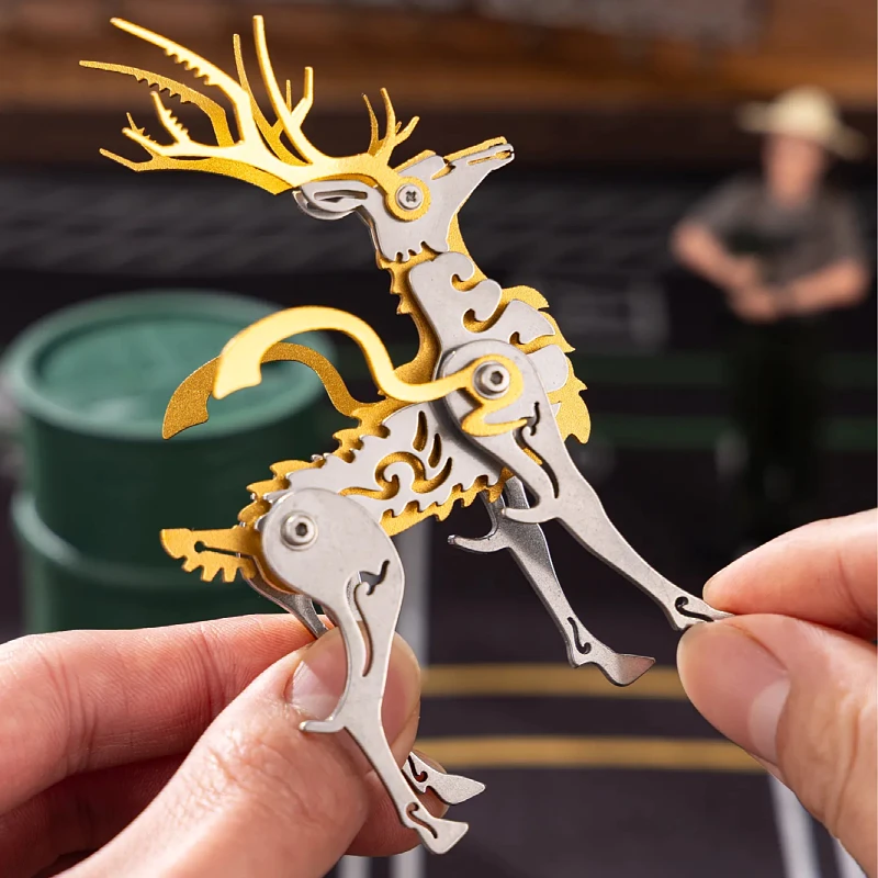 Фото Металлическая 3D-головоломка MOKR Little Deer для детей, подарок и игрушка, развивающая головоломка для взрослых, обучающая модель-конструктор DIY №3