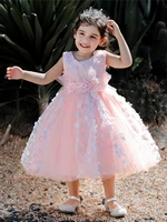 dreamgirl tulle layers kids puffy ball gown flower girl dresses satin bow flower belt comunion dress smdl220511017