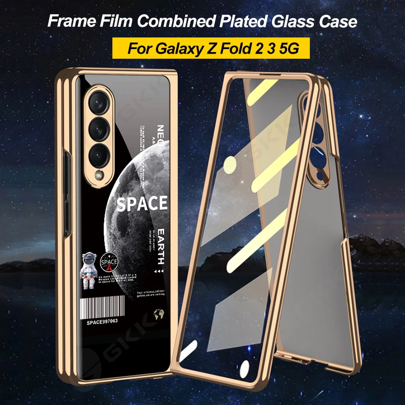 

GKK Original Tempered Glass Plating Case For Samsung Galaxy Z Fold 3 2 5G Outer Screen Film Cover For Samsung Z Fold 3 2 5G Case