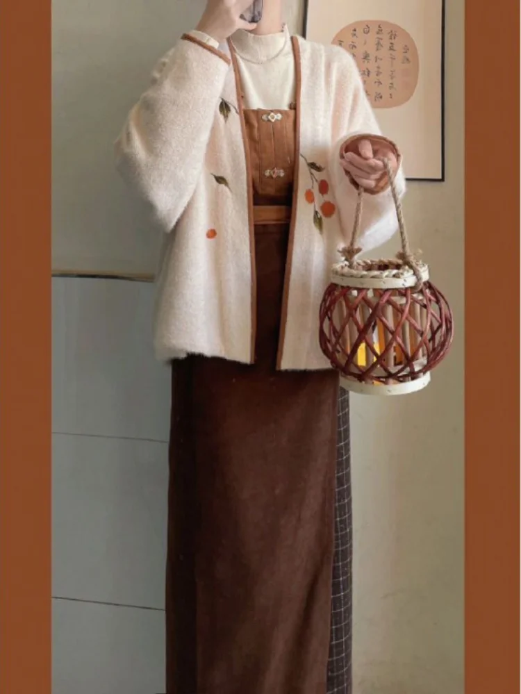 2022 Y2k эстетичный японский кавайный кардиган свитер с вышивкой осень Харадзюку