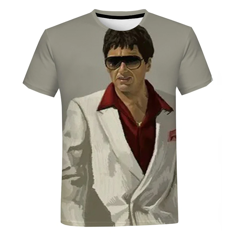 

Футболка Мужская/женская с 3D-принтом Тони Монтана, модный топ оверсайз в стиле оверсайз, с изображением фильма «скарлиз», летняя