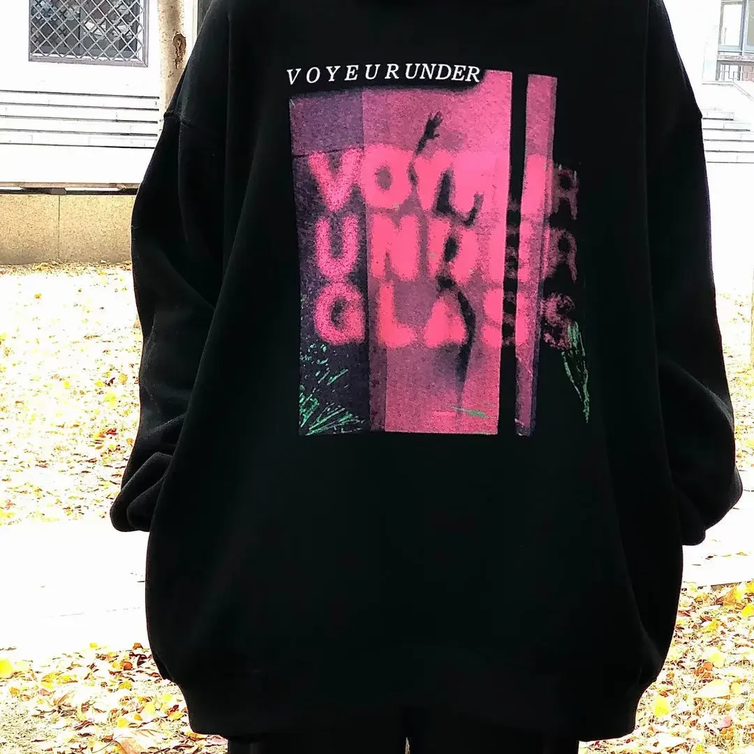 Черная толстовка с капюшоном для женщин винтажная графическим рисунком топы Y2k