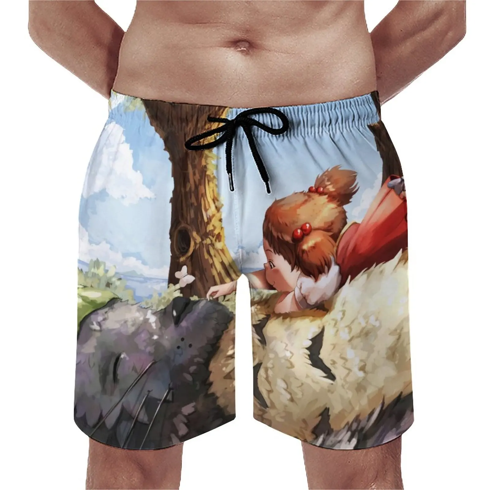 

Fluffy Totoro And Mei Board Shorts Chibi Chuu Men Funny Board Short Pants Trenky Printing Plus Size Swim Trunks