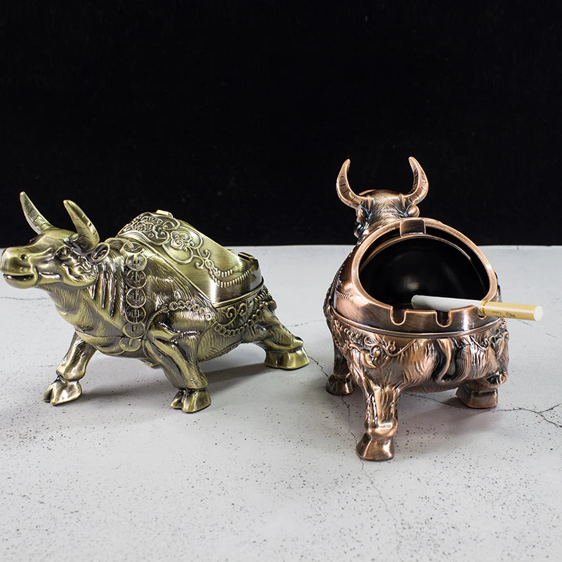 

PITILLERA Big Ashtray for Home Smoking Weed Round Windproof Cattle Elephant Tiger Smokeless Cigar Ashtrays Terrace Indoor