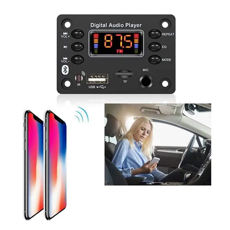 Плата MP3-декодера AS95 для автомобиля с усилителем 2x25 Вт, Bluetooth, DC12-15В, аудиомодуль с микрофонным интерфейсом (art.: 3920d7da40ff8) - 3920d7da40ff8