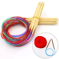 18pcs 406080100120cm bamboo circular ring sewing needles 2 10mm size crochet hook thick sweater knitting needles carpet tool