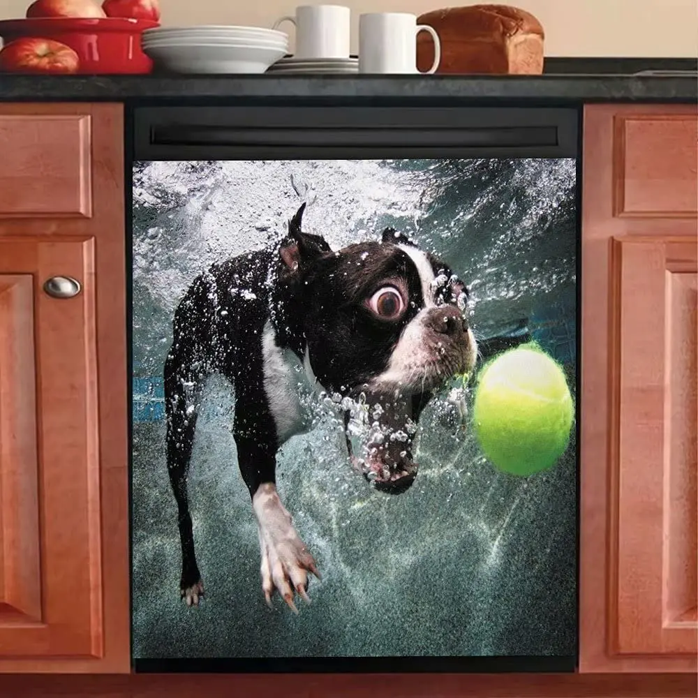 

Dishwasher Magnet Kitchen Decor,Funny Dog Dishwasher Cover,Water Lemon Sticker for Fridge Magnetic,3D Waterproof Pet Refrigerato