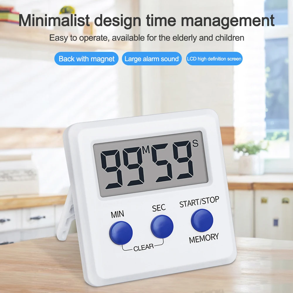 

LCD Digital Kitchen Timer Positive Negative Baking Timer Reminder Sports Stopwatch Study Shower Timer Countdown Alarm Clock