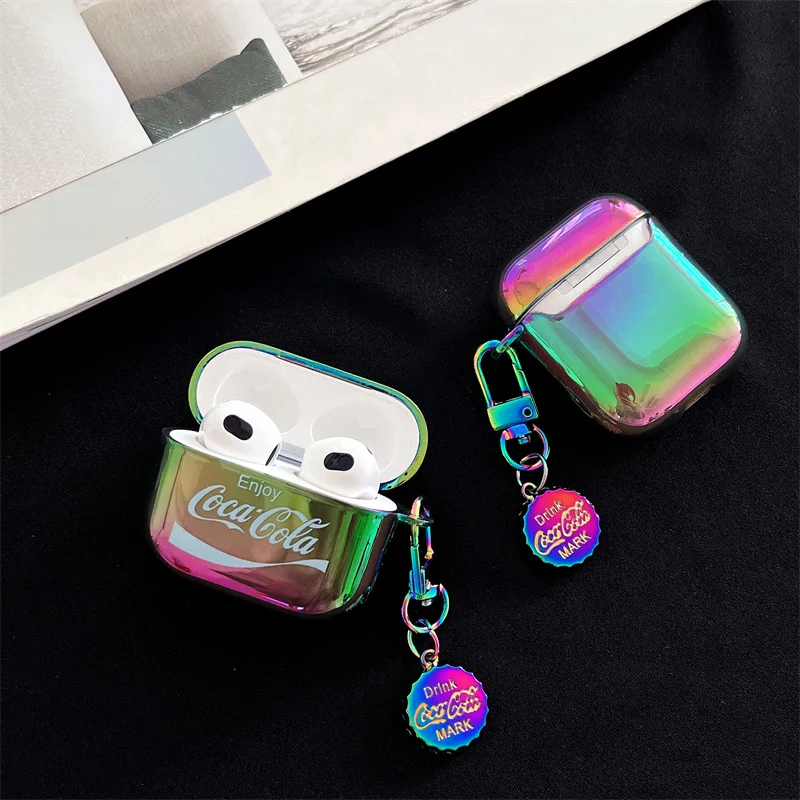 

Colorful Electroplated Coke Case for AirPods Pro2 Airpod Pro 1 2 3 Bluetooth Earbuds Charging Box Protective Earphone Case Cover