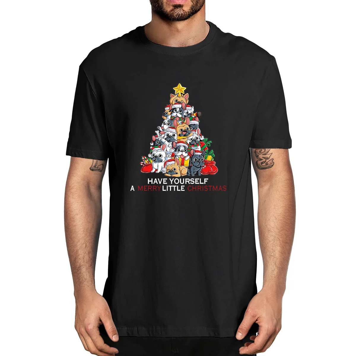 

A Merry Little Christmas Dog Tree Lover Merry Christmas Funny 100% Cotton Summer Men's Novelty Oversized T-Shirt Women Casual