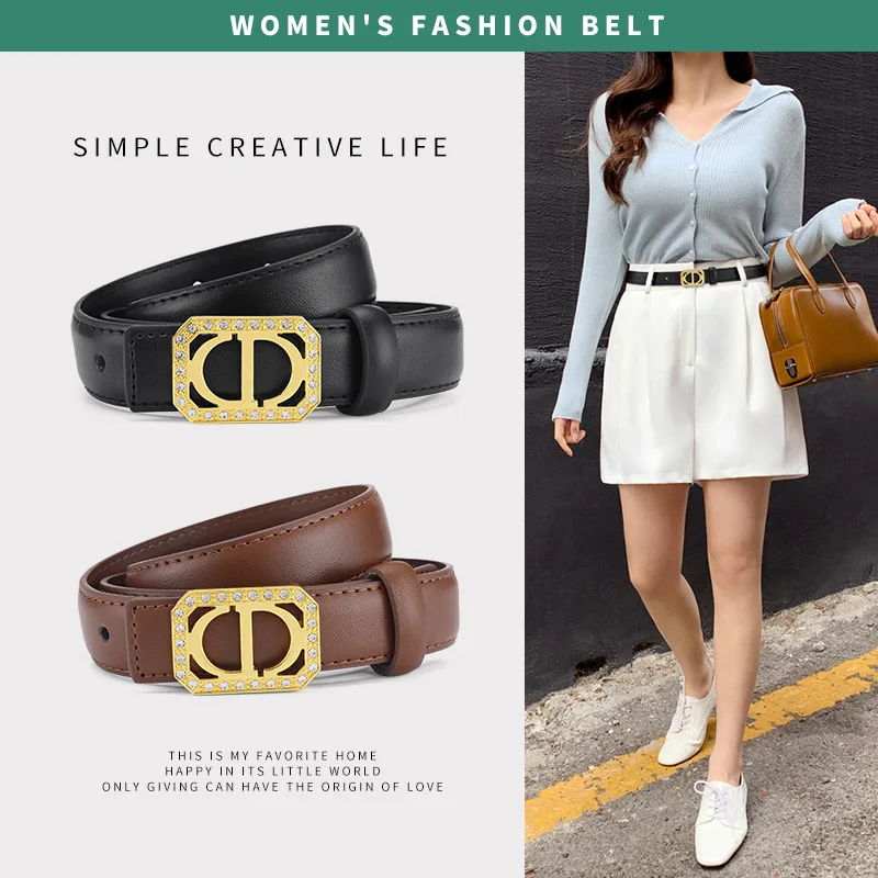 New Genuine Leather Women's Belt Versatile Jeans Belt Decoration with Suit Sweaters and Skirts for A Premium Feel