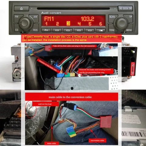 Автомобильный комплект громкой связи Bluetooth A2DP AUX адаптер интерфейс для Audi Skoda VW Seat 8-контактный CD-радио MP3 Аудио Музыкальный вход Четырехблокировка