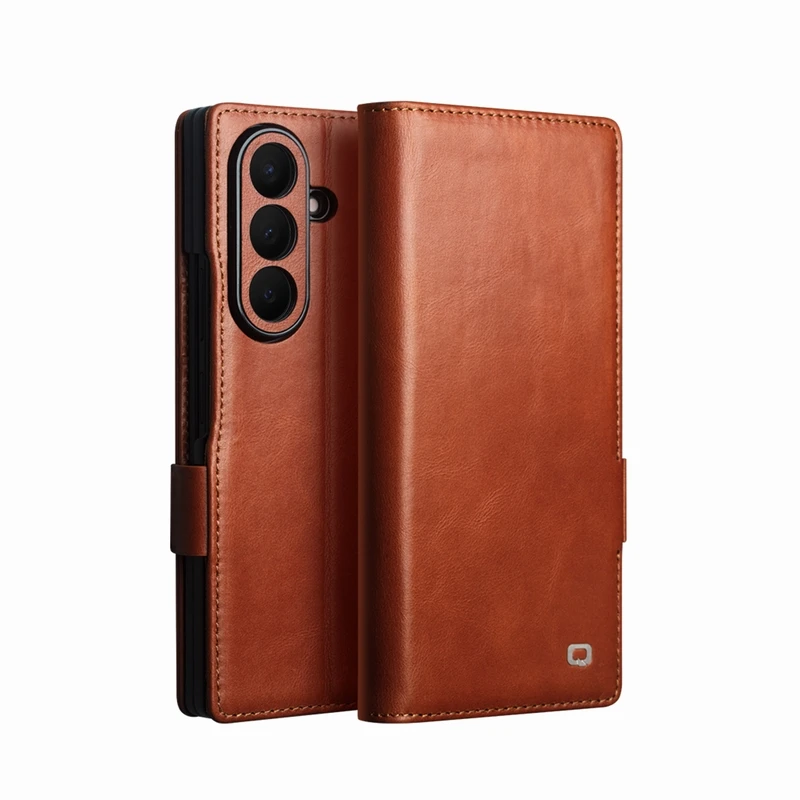 Чехол-книжка QIALINO из натуральной кожи с эффектом масляного воска для Samsung Galaxy Z Fold8 Fold 8 Ultra, из воловьей кожи, с отделением для карт, функцией кошелька и подставкой (art.: 3920dc91ecdbd) - 3920dc91ecdbd