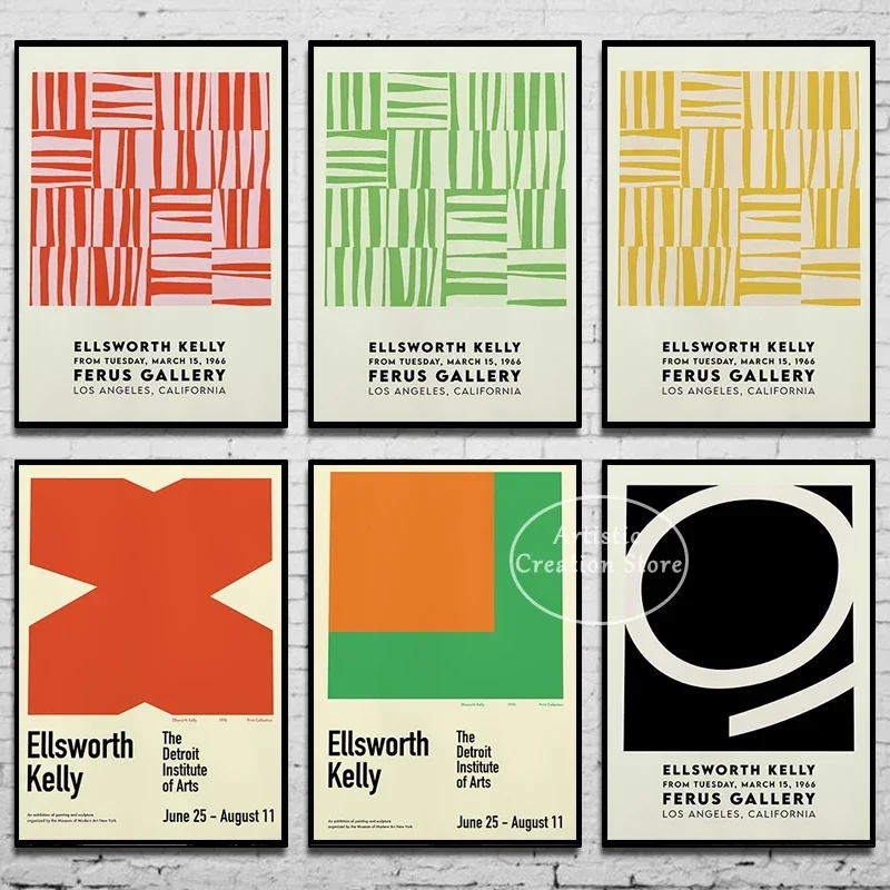 Выставочный постер Ellsworth Kelly абстрактный геометрический фиолетовый желтые